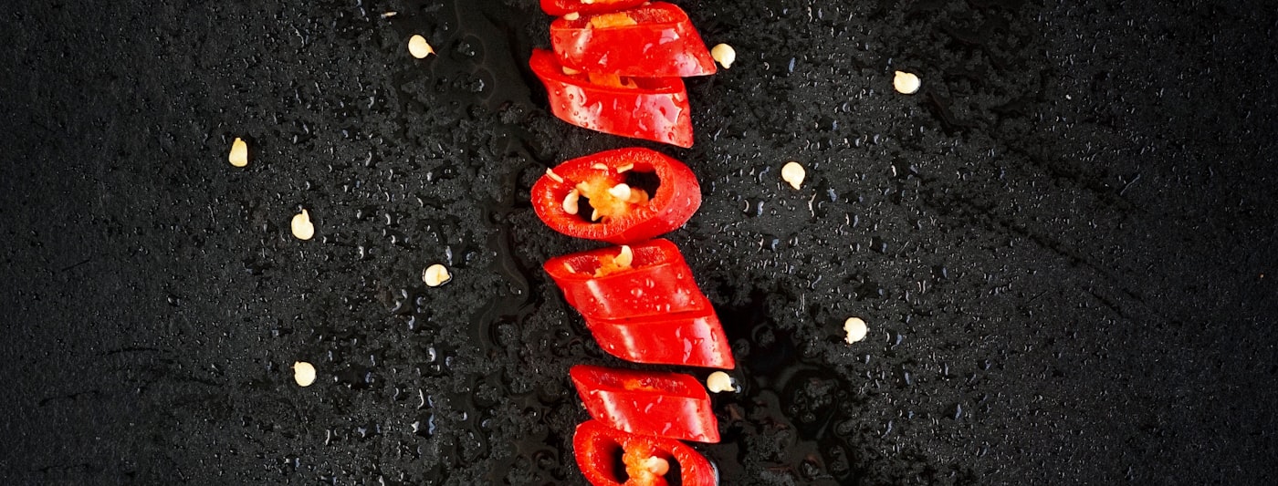 A sliced red chilli pepper